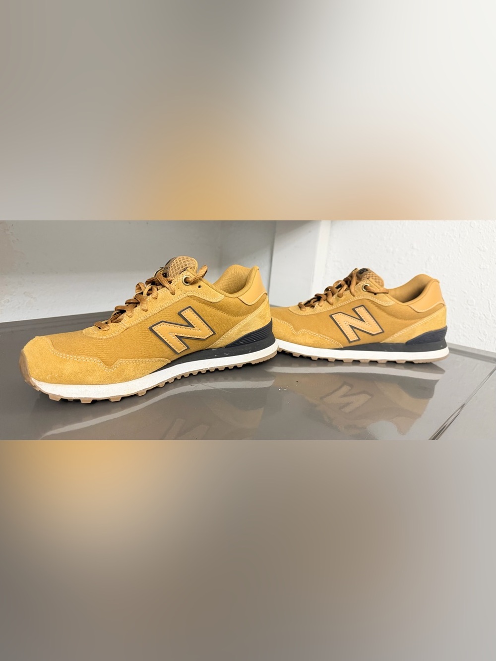New Balance Men’s Suede & Mesh Sneaker in Wheat/Tan size 9
